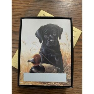 Vintage Self Stick 30CT Bookplates Black Lab/Hunting Dog/Duck Antioch Publishing